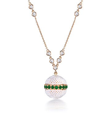 Pearl, Diamond and Emerald necklace